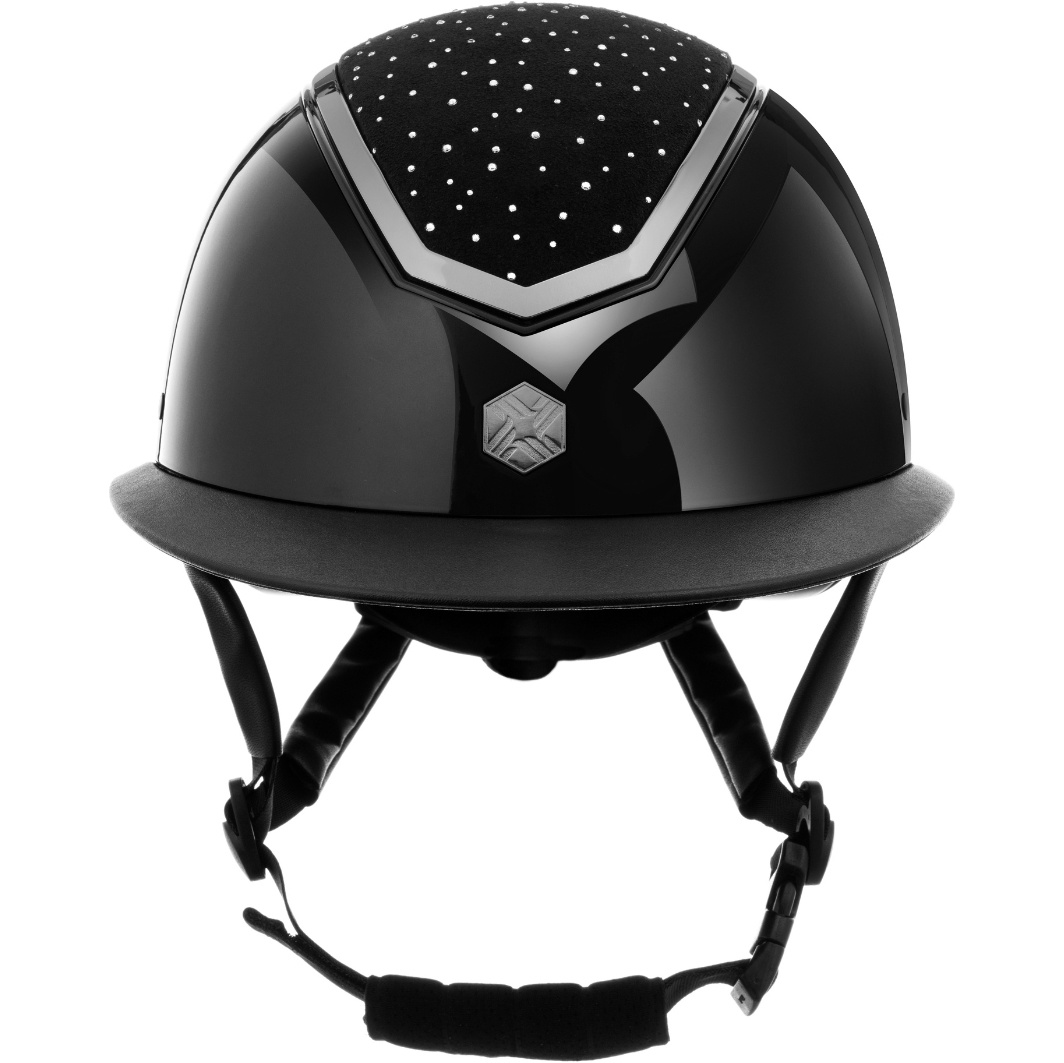 Charles Owen Kylo Crystal Wide Peak Riding Helmet KYLOWC - Black Gloss / Chrome